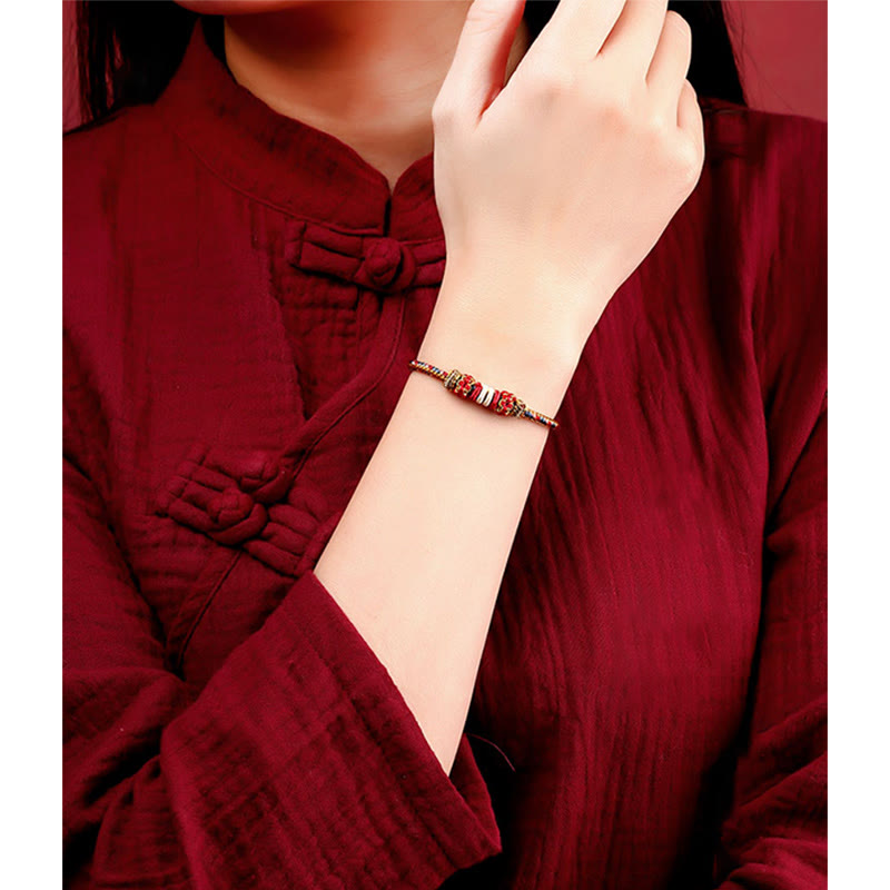 Fortune Jewel Handmade Dunhuang Color Luck Braid String Bracelet