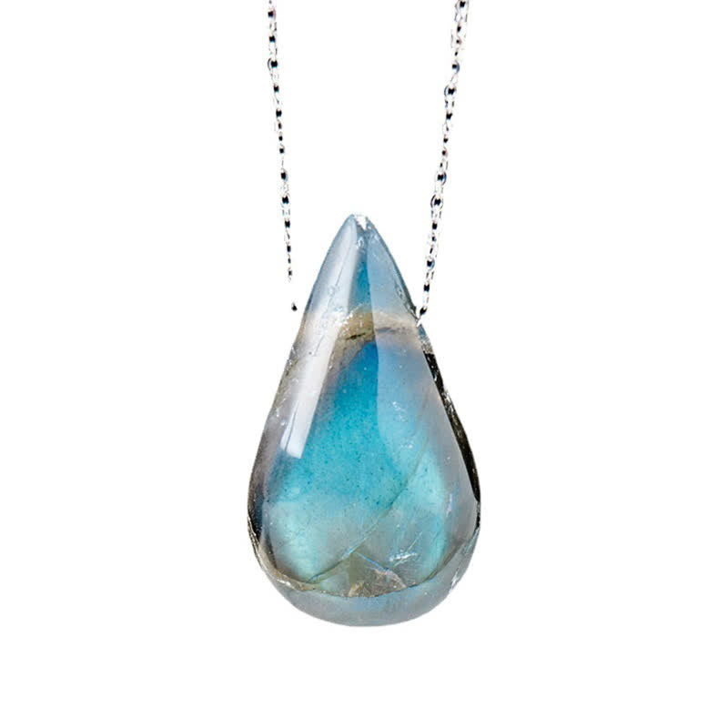 Fortune Jewel Labradorite Water Drop Support Healing Necklace Pendant