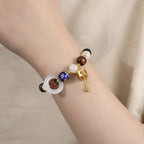 Fortune Jewel Tibetan Incense Ash Liuli Glass Tridacna Stone Sun Stone Om Mani Padme Hum Prayer Wheel Charm Bracelet
