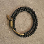 Fortune Jewel Retro Coconut Shell Brass Copper Happiness Triple Wrap Bracelet