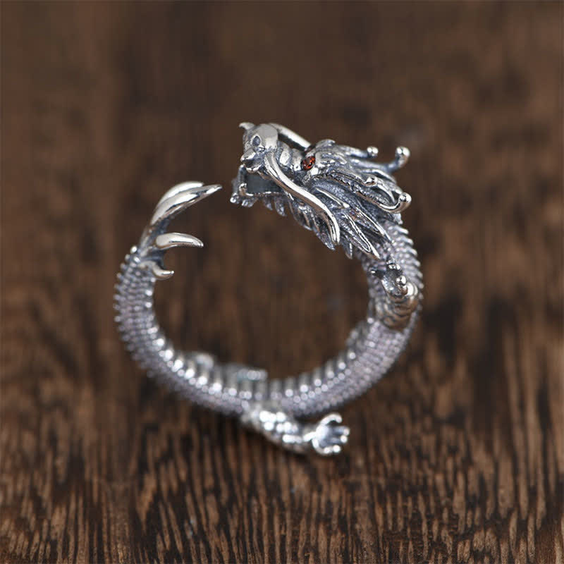 Fortune Jewel 925 Sterling Silver Dragon Luck Protection Ring Fortune Jewel