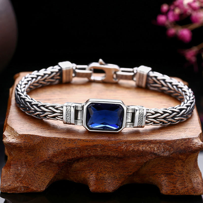 Fortune Jewel Retro Blue Acrylic Dragon Keel Braided Design Healing Wealth Buckle Bracelet