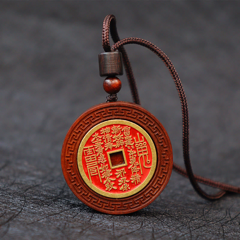 Fortune Jewel Lightning Struck Jujube Wood Yin Yang Bagua Mountain Ghosts Spend Money Protection Necklace Pendant Fortune Jewel