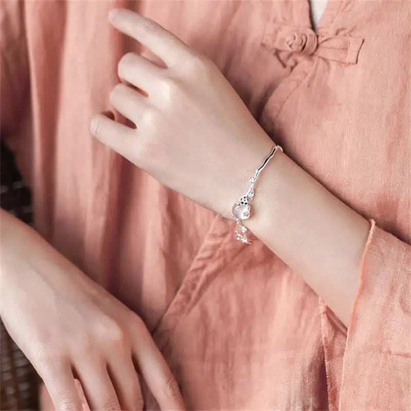 Fortune Jewel "Sending Grace and Harmony"Plum Blossom Chalcedony Bracelet Includes Gift Message Card Fortune Jewel
