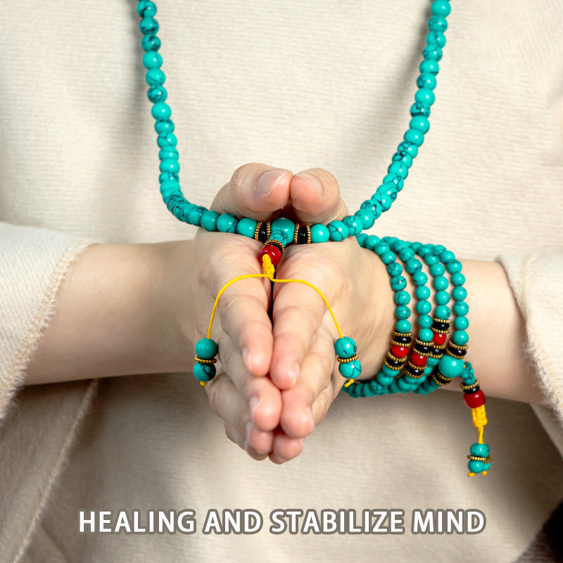 Fortune Jewel Tibetan Turquoise Healing Mala Bracelet