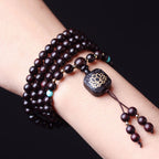 Fortune Jewel 108 Mala Beads Tibetan Small Leaf Red Sandalwood Lotus Balance Bracelet