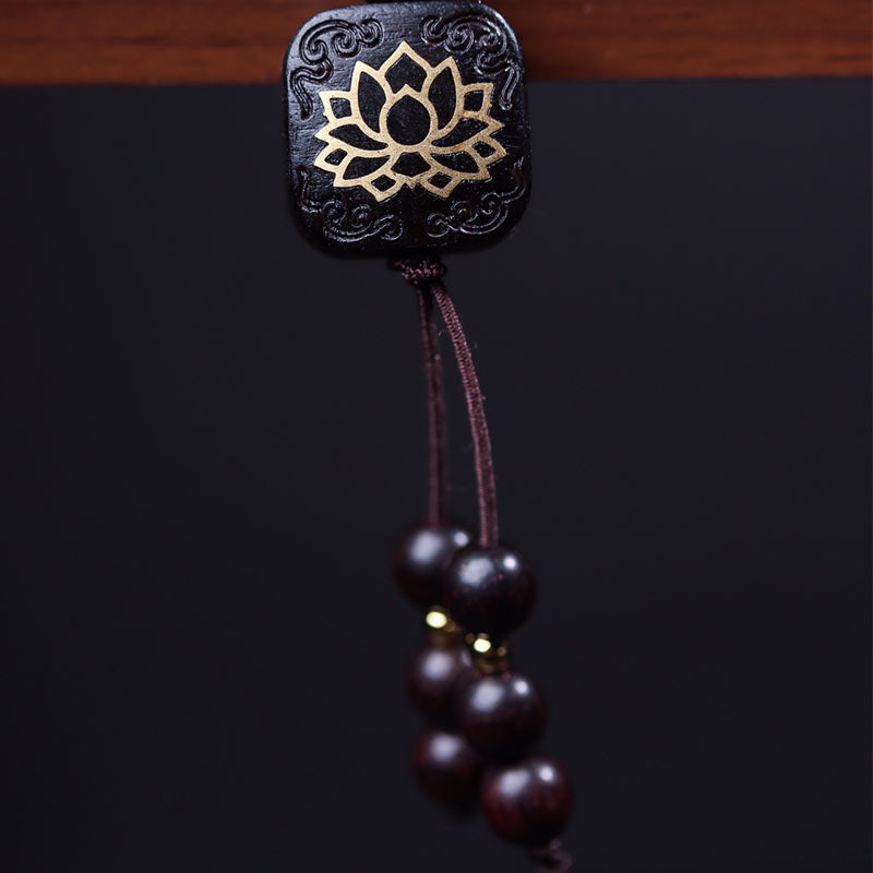 Fortune Jewel 108 Mala Beads Tibetan Small Leaf Red Sandalwood Lotus Balance Bracelet