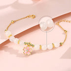 Fortune Jewel 925 Sterling Silver Hetian White Jade Cherry Blossom Protection Bracelet