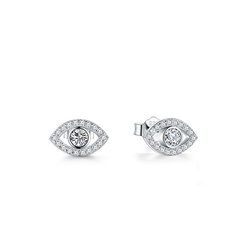 Fortune Jewel 925 Sterling Silver Evil Eye Symbol Protection Stud Earrings