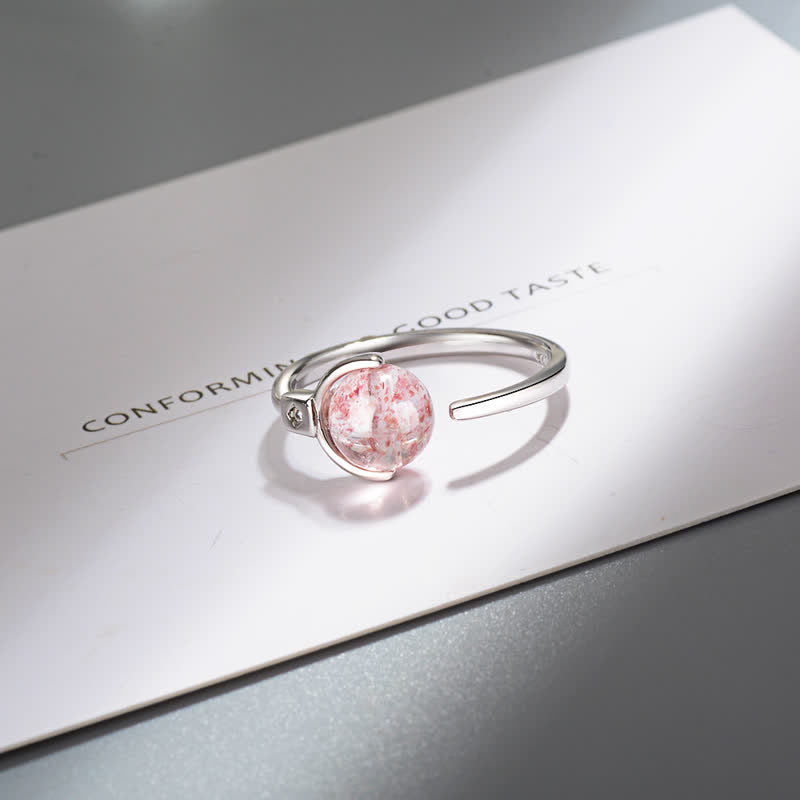 Fortune Jewel Pink Crystal Soothing Rotation Ring