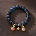 Fortune Jewel Gold Swallowing Beast Luck Charm Blue Liuli Glass Bead Fortune Bracelet