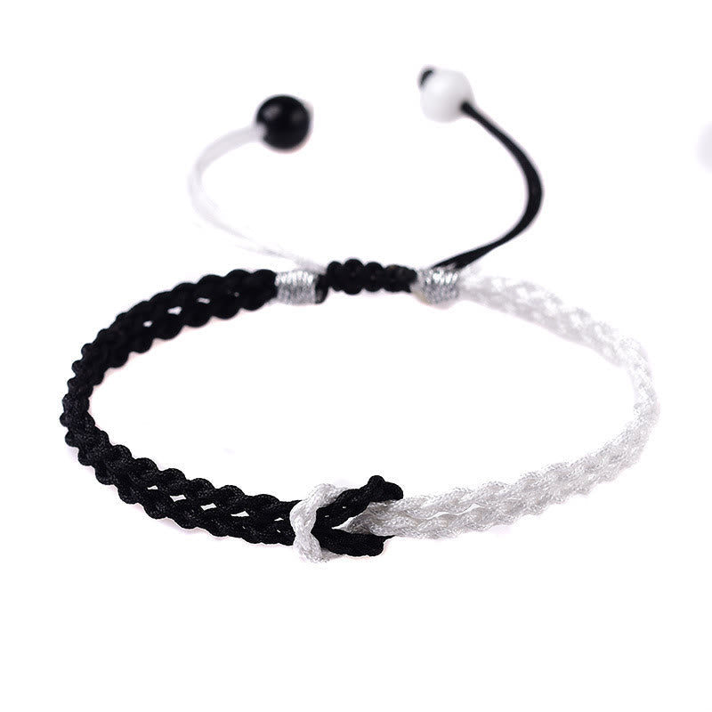 Fortune Jewel Handmade Black White Rope Braided Healing Bracelet