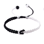 Fortune Jewel Handmade Black White Rope Braided Healing Bracelet