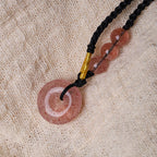 Fortune Jewel Strawberry Quartz Chalcedony Peace Buckle Healing Necklace Pendant