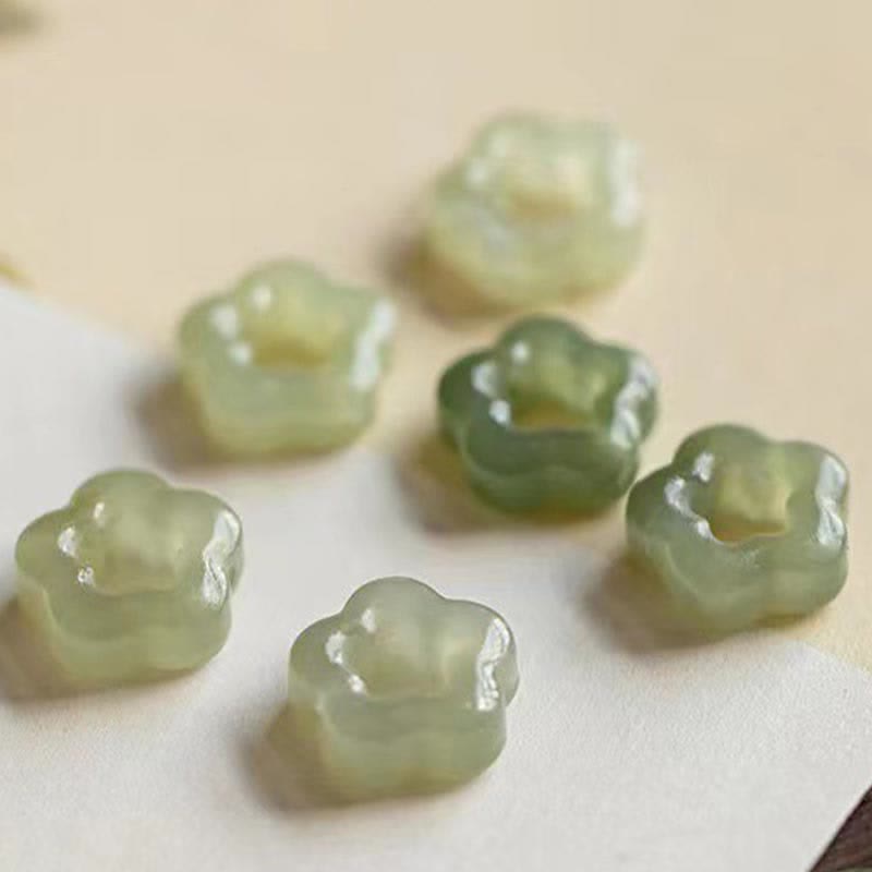 Fortune Jewel Dainty Hetian Jade Cyan Jade Luck Floral Charm Necklace Pendant