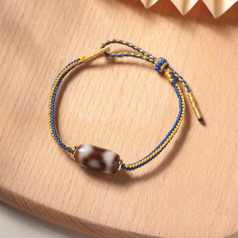 Fortune Jewel Tibetan Three-eyed Dzi Bead Luck Happiness Bracelet