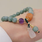 Fortune Jewel Cyan Jade Lotus Pumpkin Wish Peace Buckle Amethyst Crystal Healing Bracelet