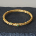Fortune Jewel Cyan Jade Copper Auspicious Clouds Calm Healing Bracelet Bangle