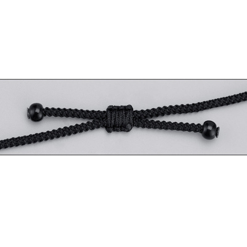 Fortune Jewel 999 Sterling Silver Nine-Eye Dzi Bead Pattern Protection Rope Necklace Pendant