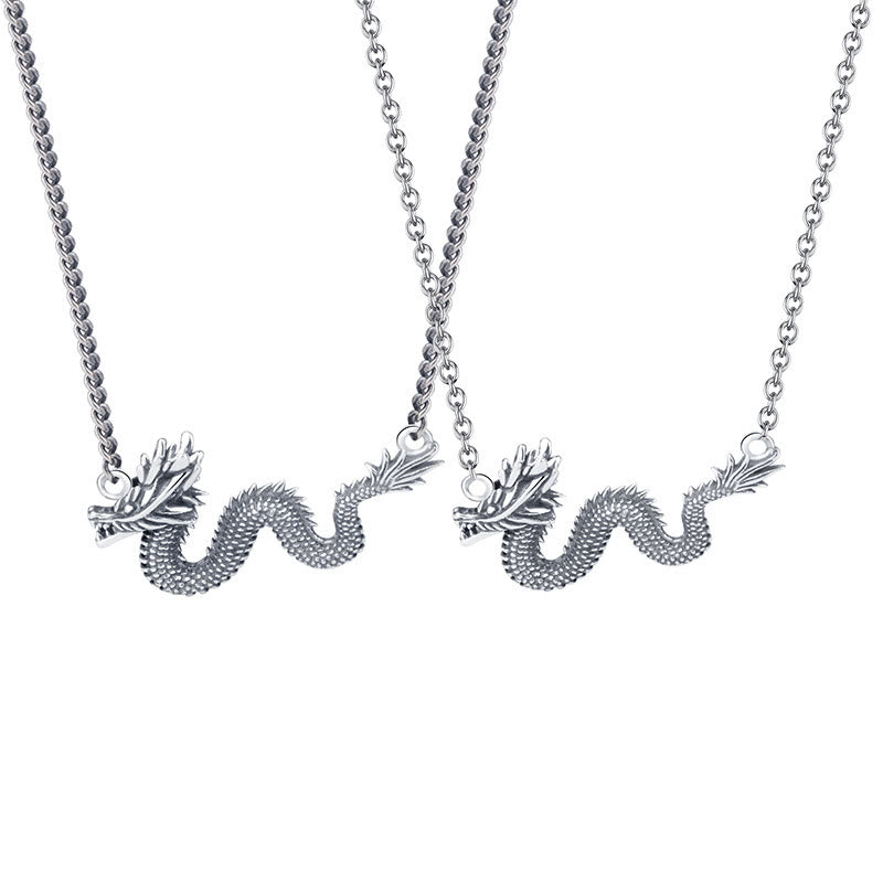 Fortune Jewel 925 Sterling Silver Year Of The Dragon Auspicious Dragon Protection Chain Necklace Pendant