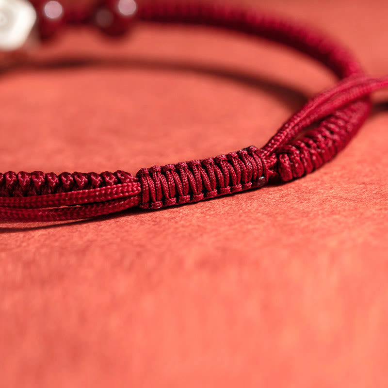 Fortune Jewel 925 Sterling Silver Chinese Zodiac Natal Buddha Cinnabar Calm Bracelet