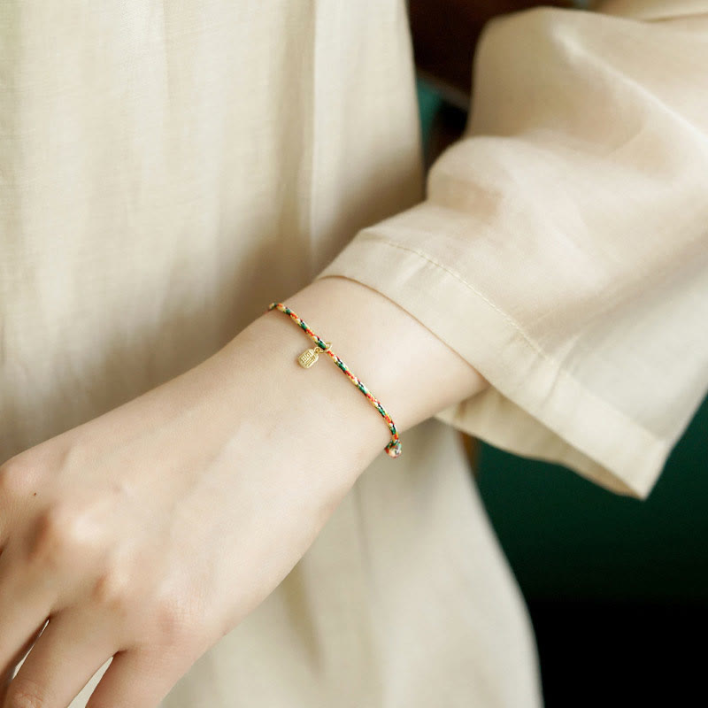 Fortune Jewel Auspicious Fu Character Peace And Joy Luck Handmade Multicolored Child Adult Bracelet