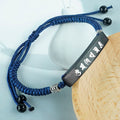 Fortune Jewel Buddhism Six True Words Wood Ebony Wood Silver Inlaid Protection Bracelet