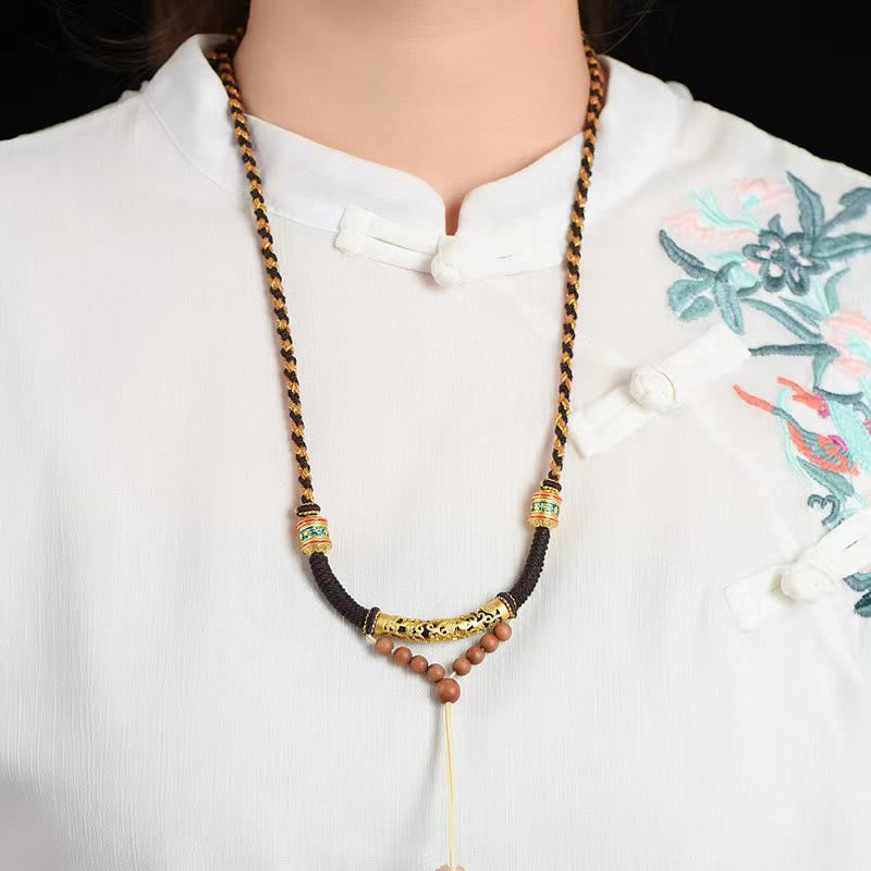 Fortune Jewel Tibetan Handmade King Kong Knot Om Mani Padme Hum Prayer Wheel String Necklace Pendant