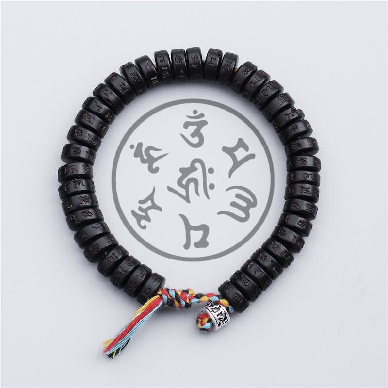 Fortune Jewel Tibetan Coconut Shell Beads Engraved Om Mani Padme Hum Mantra Happiness Bracelet