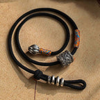 Fortune Jewel Tibetan Om Mani Padme Hum Carved Amulet Double Wrap Bracelet