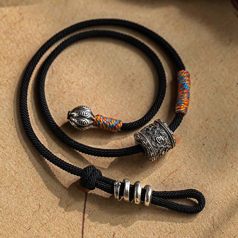 Fortune Jewel Tibetan Om Mani Padme Hum Carved Amulet Double Wrap Bracelet
