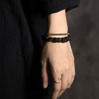 Fortune Jewel Tibetan Ebony Wood Copper Peace Double Wrap Bracelet