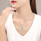 Fortune Jewel Natural Jade Laughing Buddha Prosperity Abundance Titanium Steel Chain Necklace Pendant Fortune Jewel