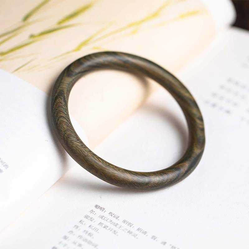 Fortune Jewel Tibetan Small Leaf Red Sandalwood Ebony Green Sandalwood Protection Bracelet Bangle