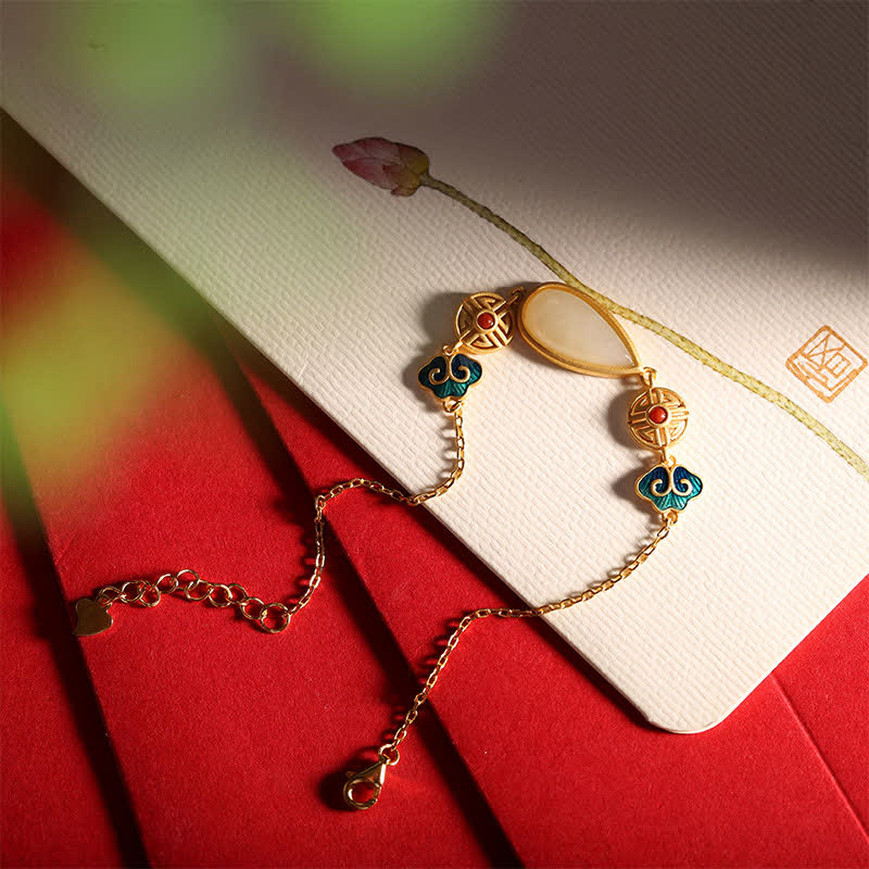 Fortune Jewel 925 Sterling Silver Hetian White Jade Water Drop Chain Necklace Pendant Bracelet