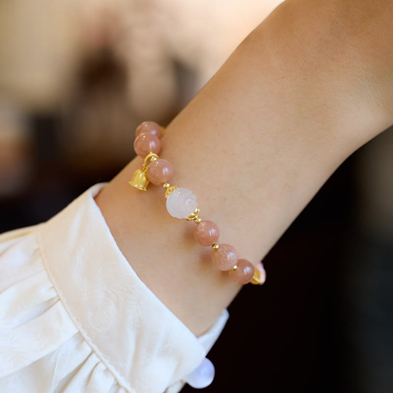 Fortune Jewel Sun Stone Golden Silk Jade Lily of the Valley Charm Positive Bracelet Bangle