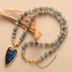 Fortune Jewel Labradorite Support Healing Beaded Necklace Pendant