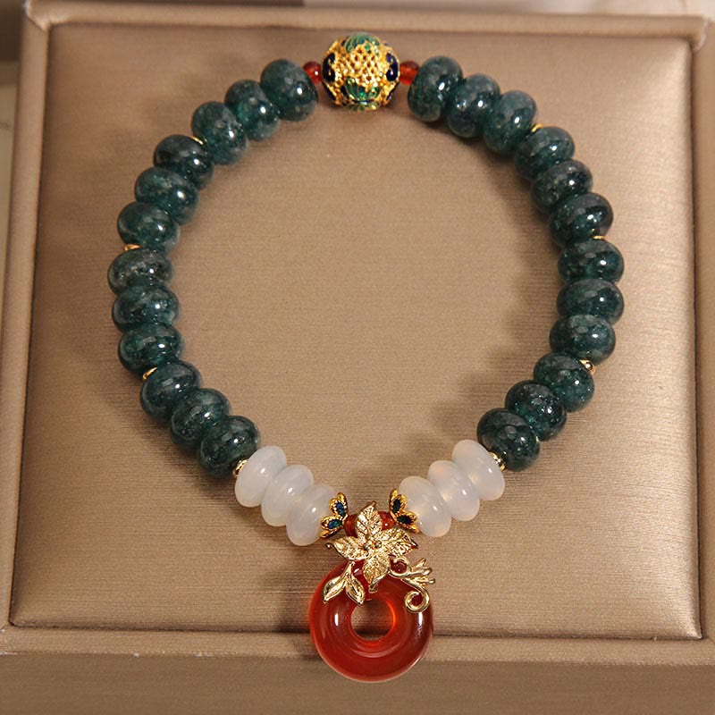 Fortune Jewel Jade White Agate Red Agate Peace Buckle Abacus Beads Luck Bracelet