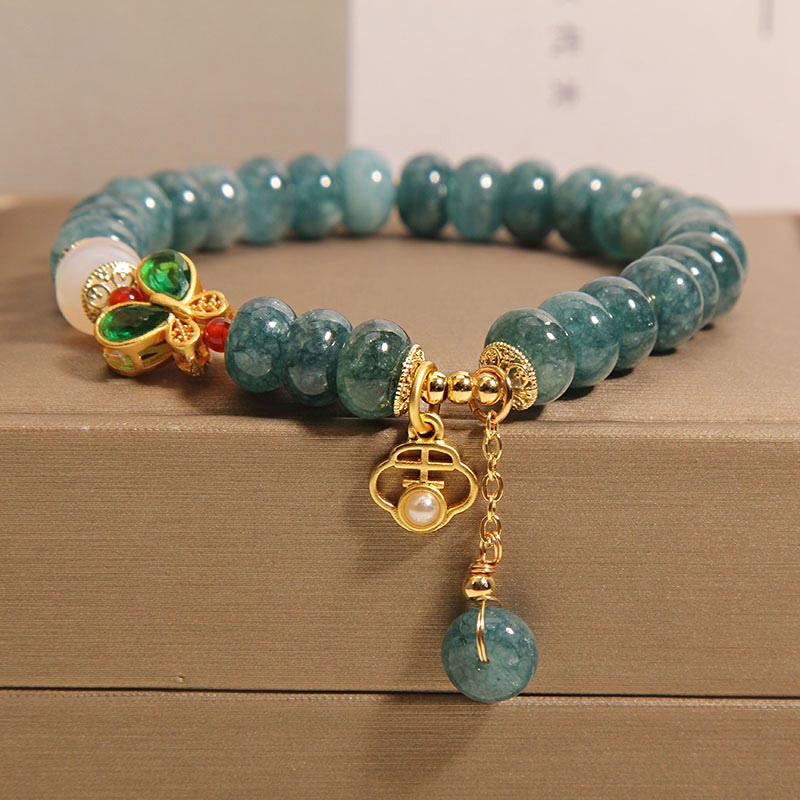 Fortune Jewel Jade White Agate Butterfly Abacus Beads Abundance Bracelet
