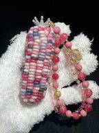 Cute Strawberry Bear-Inspired Natural Corn Charms for Fidgeting