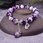 Fortune Jewel 925 Sterling Silver Natural Amethyst Healing Feet Love Heart Charm Bracelet