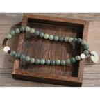 Fortune Jewel Cyan Bodhi Seed Lotus Jade Peace Buckle Wisdom Double Wrap Bracelet