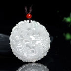 Fortune Jewel White Jade Dragon Protection Necklace String Pendant Fortune Jewel