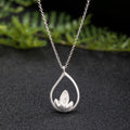 Fortune Jewel 925 Sterling Silver Lotus Flower Floral Enlightenment Necklace Pendant Fortune Jewel