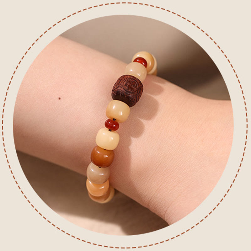 Fortune Jewel Natural Bodhi Seed The Lord of the Corpse Forest Om Mani Padme Hum Wisdom Bracelet