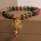Fortune Jewel Colorful Tourmaline Butterfly Charm Wisdom Bracelet