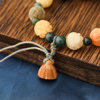 Fortune Jewel Bodhi Seed Lotus Bead Engraved Moss Agate Peace Calm Bracelet