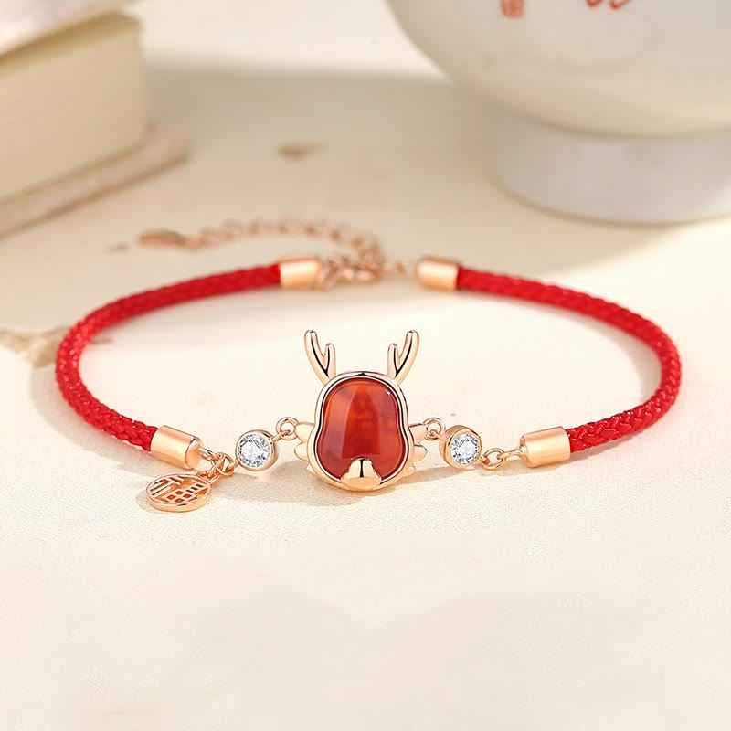 ❗❗❗A Flash Sale- Fortune Jewel 925 Sterling Silver Year of the Dragon Natural Red Agate Dragon Attract Fortune Fu Character Strength Bracelet Necklace Pendant Earrings