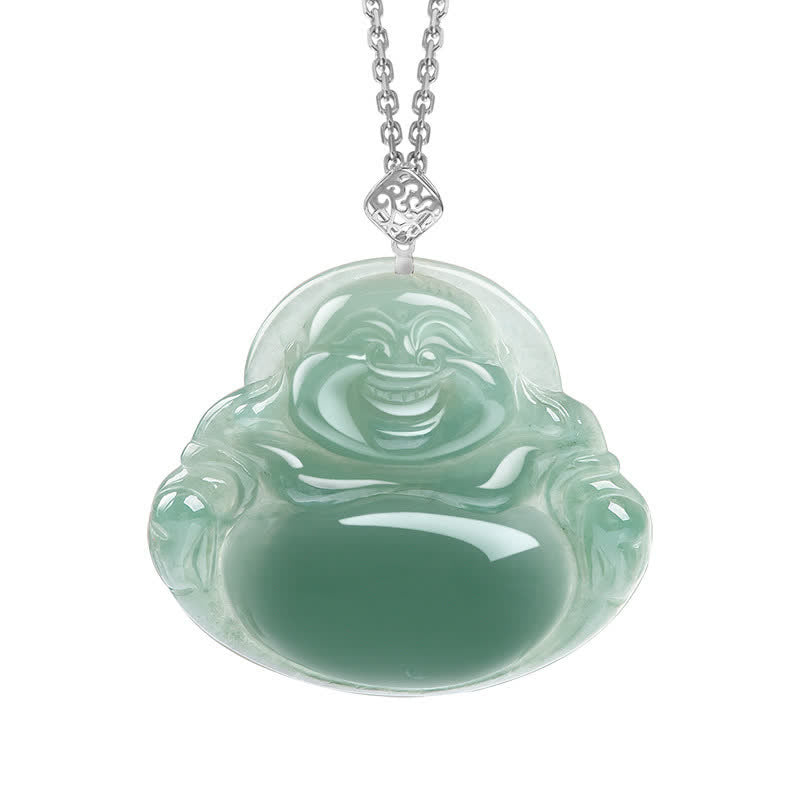 Fortune Jewel Laughing Buddha Natural Jade Prosperity Abundance Necklace Pendant Fortune Jewel