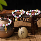 Fortune Jewel Tibetan Zakiram Goddess of Wealth Rabbit Lion Head Charm Liuli Glass Incense Ash Porcelain Bead Protection Bracelet